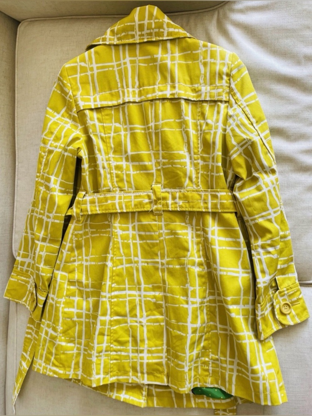 Merona Yellow and White Plaid Trench Coat
